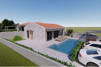 VIŽINADA, OKOLICA – ZEMLJIŠTE S PRAVOMOĆNOM GRAĐEVINSKOM DOZVOLOM ZA DVIJE STAMBENE JEDINICE S BAZENIMA